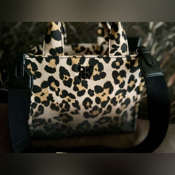 DKNY Black and Tan Leopard Crossbody Bag - Picture 3 of 14